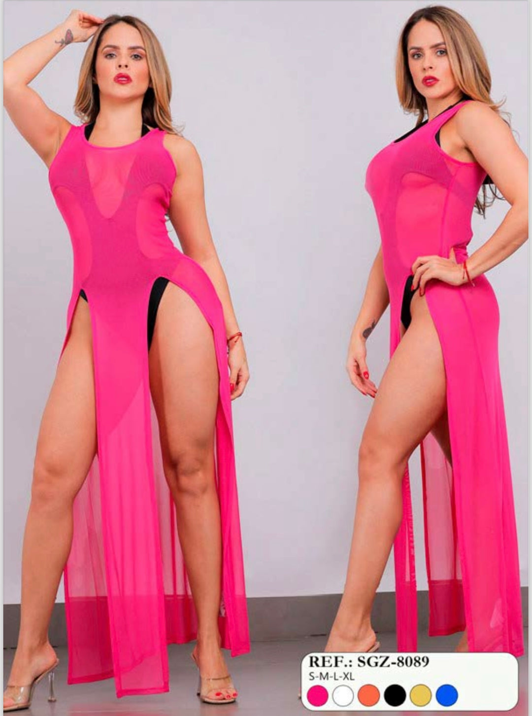 Vestido de playa largo con abertura