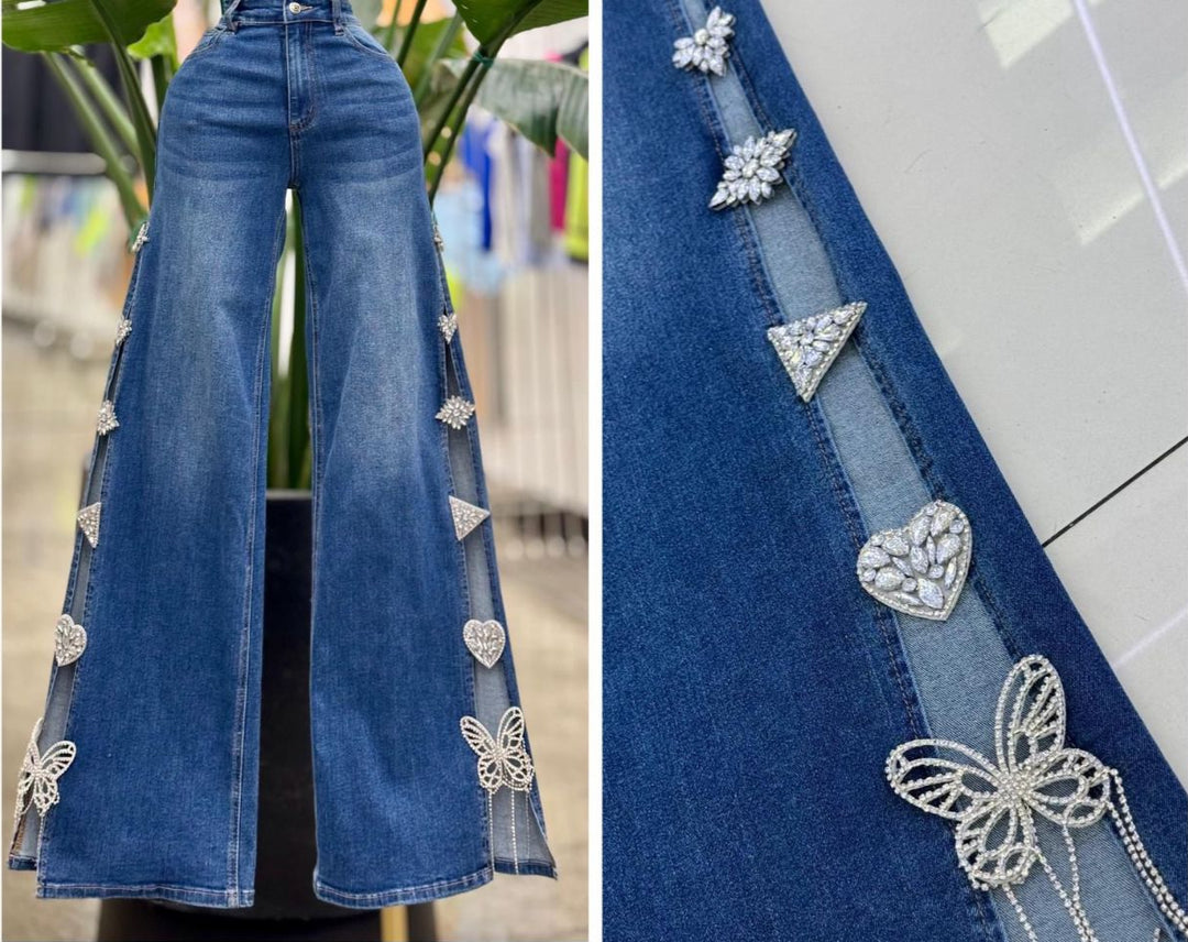 Pantalones Recto Con Piedra