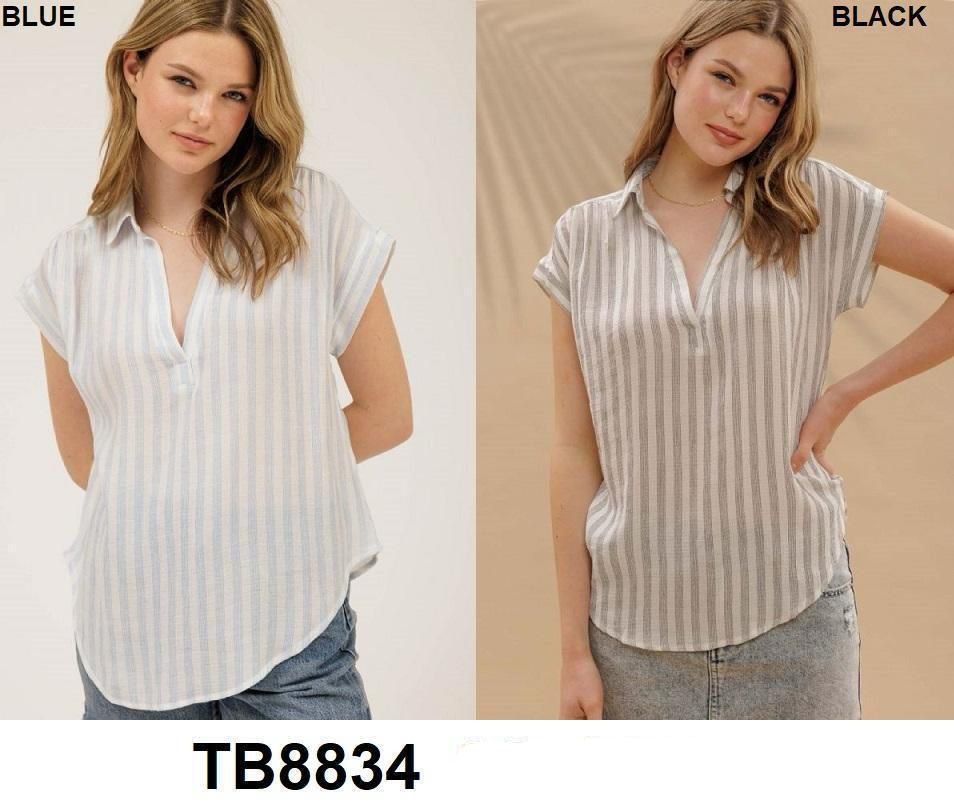 BLUSA WORK SHOP/MINE USA P/MUJER A RAYAS