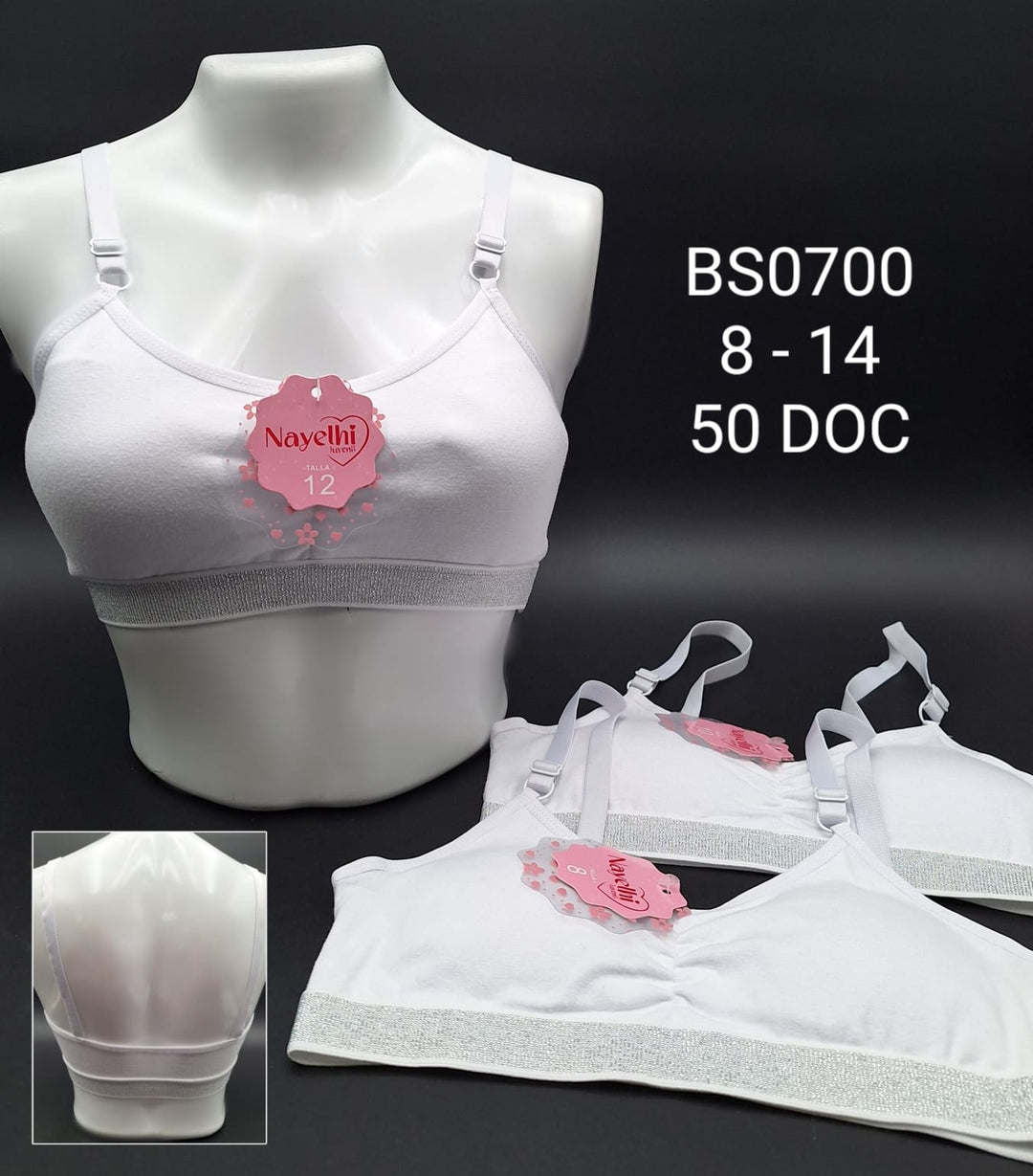 Top/Brasier Nayelhi Escolar Blanco P/Niñas