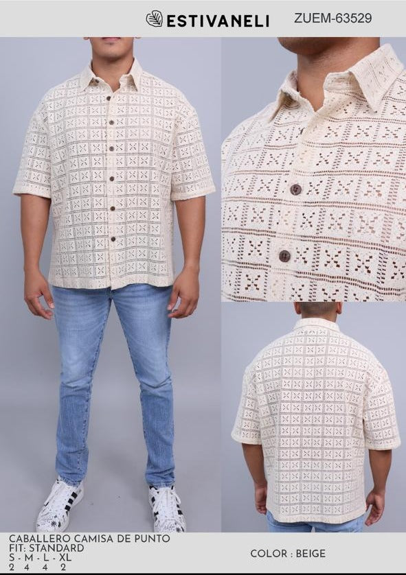 Camisa de Punto Tejida Estivaneli P/Hombre