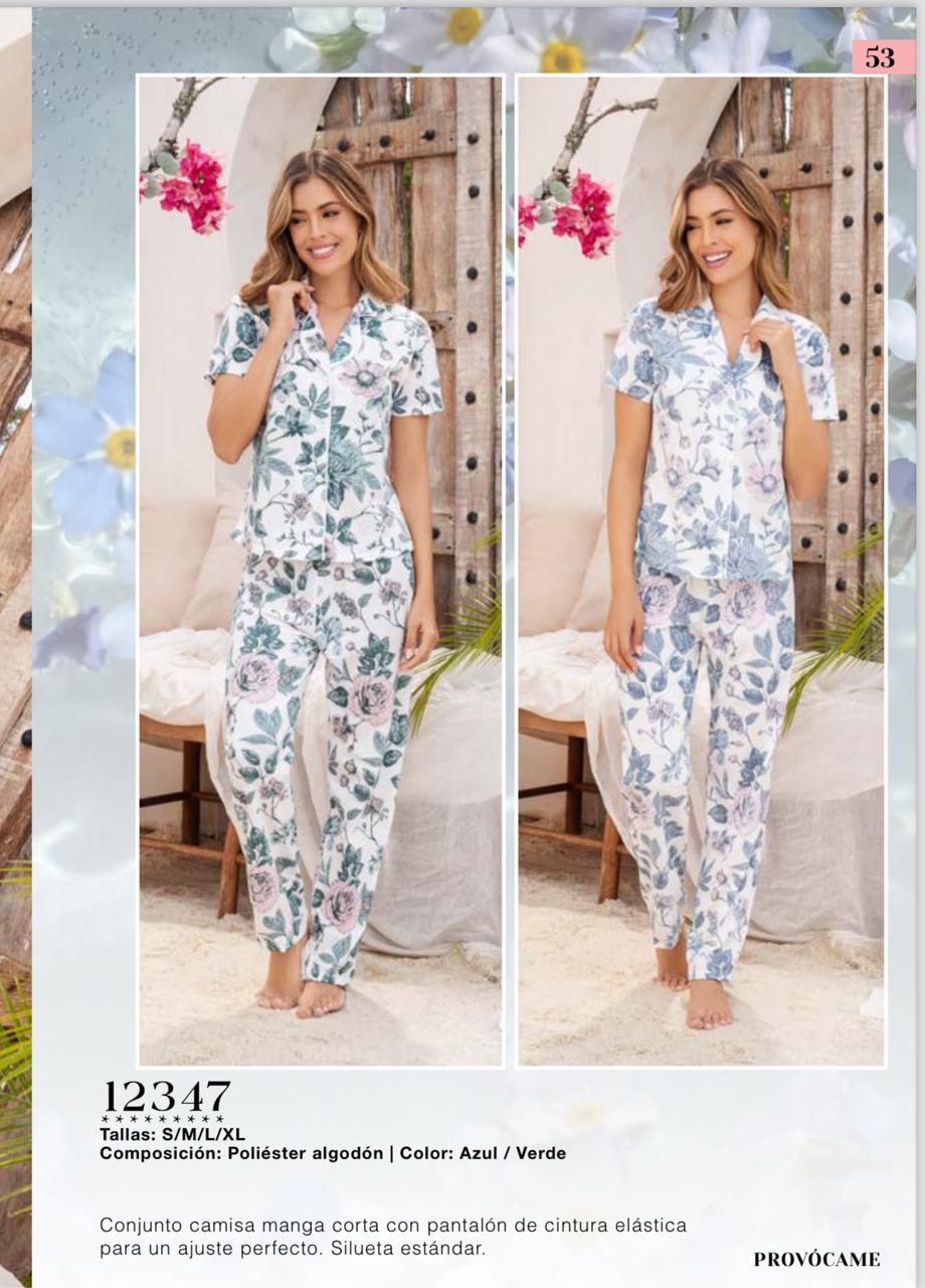 PIJAMA PROVOCAME LARGA ALGODON /CUELLO/BOTONES