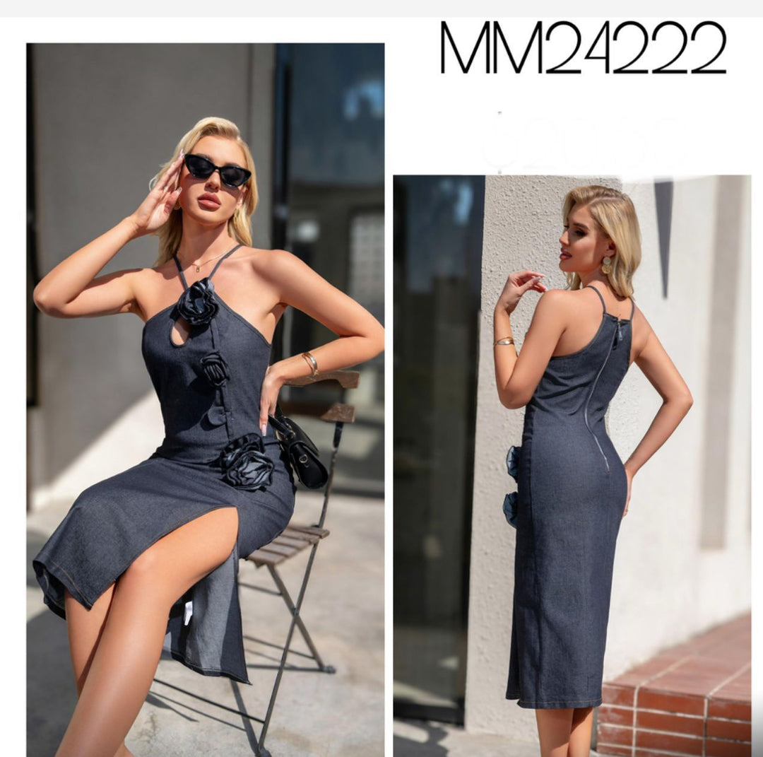 VESTIDO MUY MUY JIN LARGO C/FLOR P/DAMA