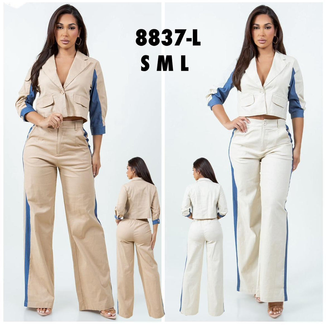 CONJUNTO LARGO /CHAQUETA LINO
