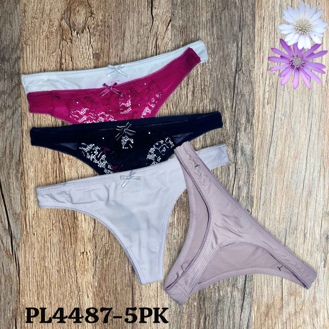 LACE WITH MESH FRONT THONG