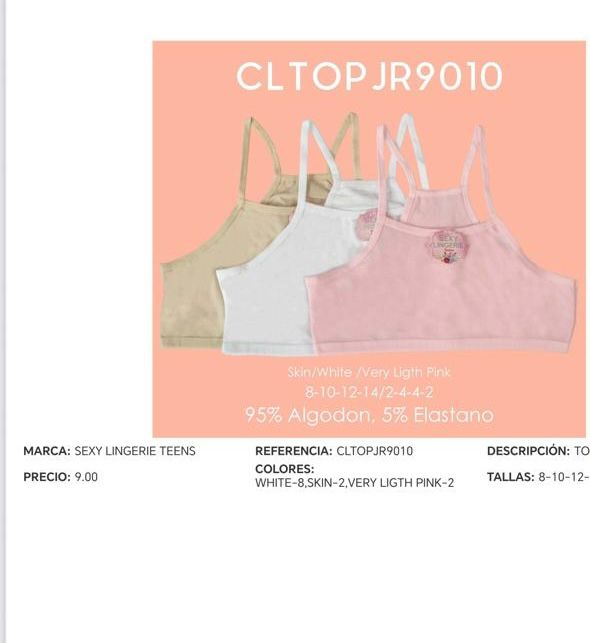 JUSTILLLO ALGODON SEXY LINGERIE TEENS