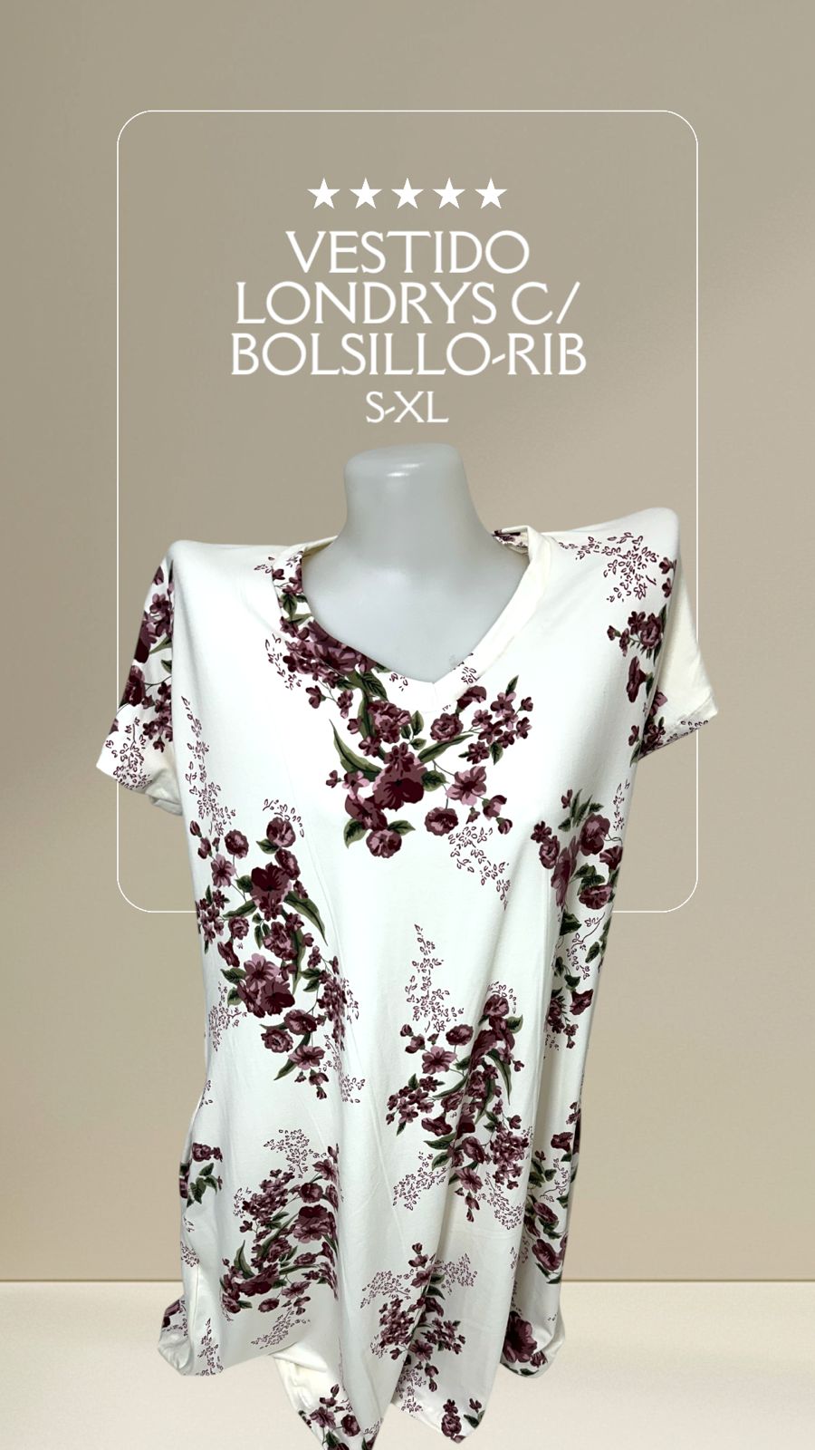 VESTIDO LONDRYS C/ BOLSILLOS DURAZNO-RIB S-XL