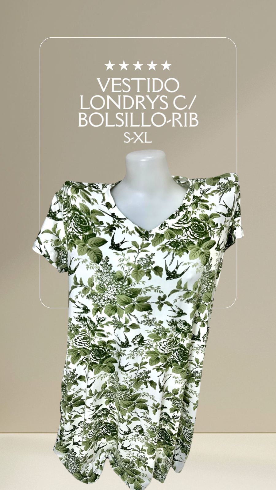 VESTIDO LONDRYS C/ BOLSILLOS DURAZNO-RIB S-XL