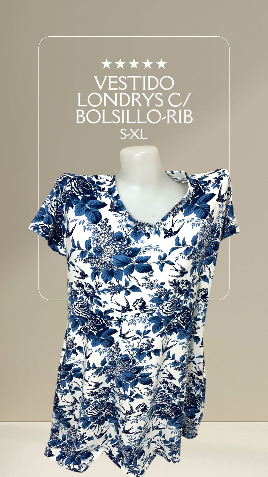 VESTIDO LONDRYS C/ BOLSILLOS DURAZNO-RIB S-XL