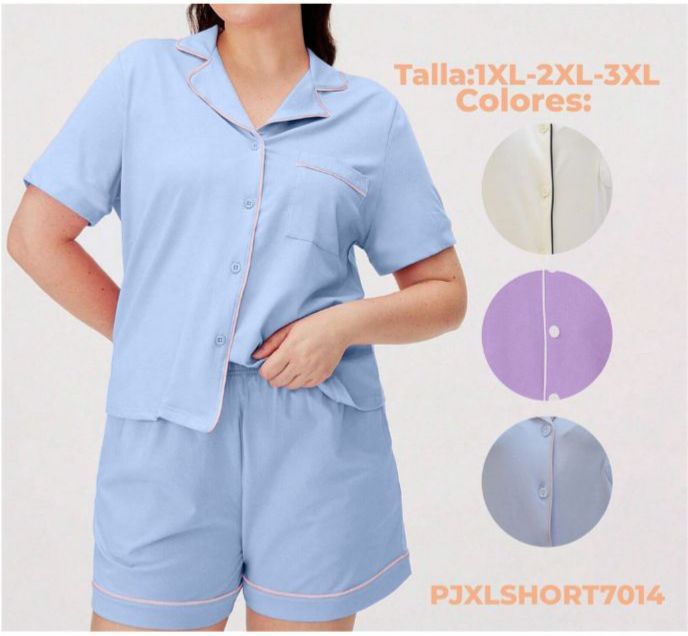 PIJAMA JUBILE CORTA CUELLO / BOTONES PLUS