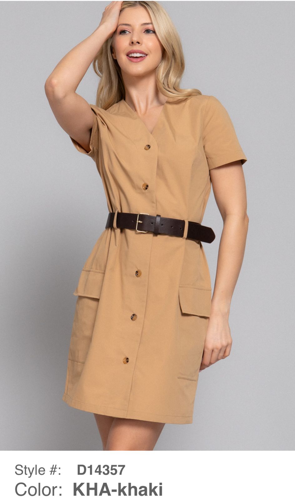 VESTIDO CON CINTURON Y BOLSILLOS PARA MUJER