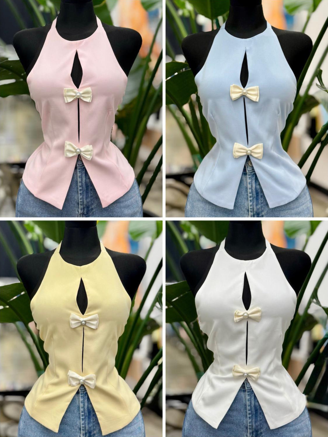 BLUSA CON LAZOS DELANTEROS CON ESCOTE