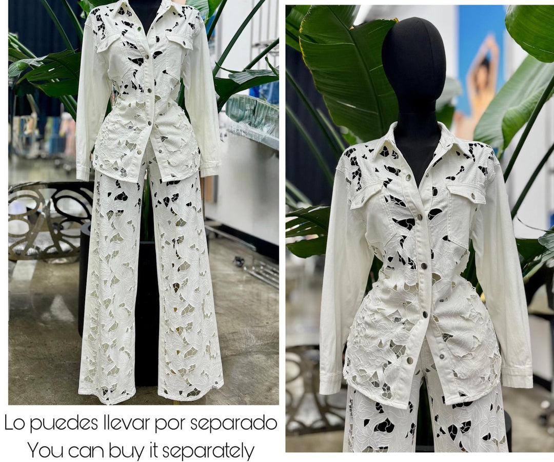 CONJUNTO DE ENCAJE EN JEANS TIPO VAQUERO PERFECTO PARA LLEVAR EN VERANO