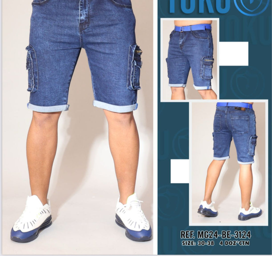 BERMUDA PARA HOMBRE JEANS TIPO CARGO