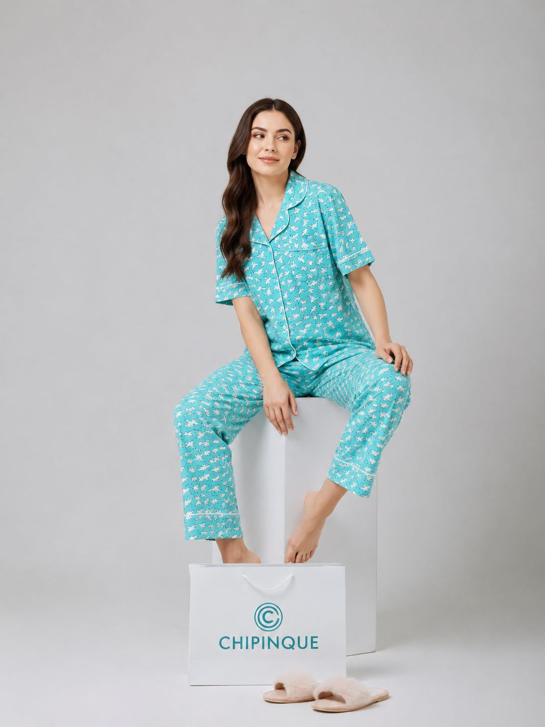 PIJAMA JUBILE LARGA CUELLO/BOTONES PRINT