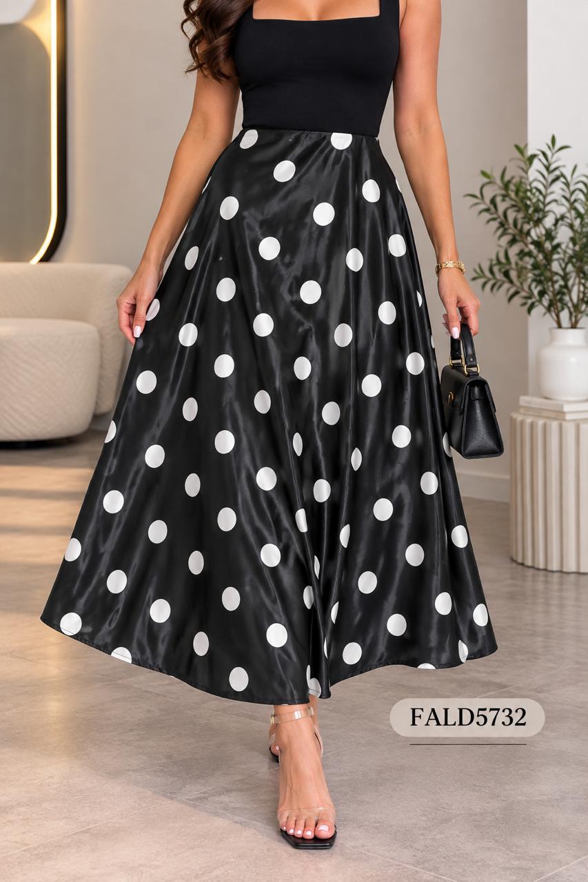 FALDA SATIN POLKA DOT LARGA