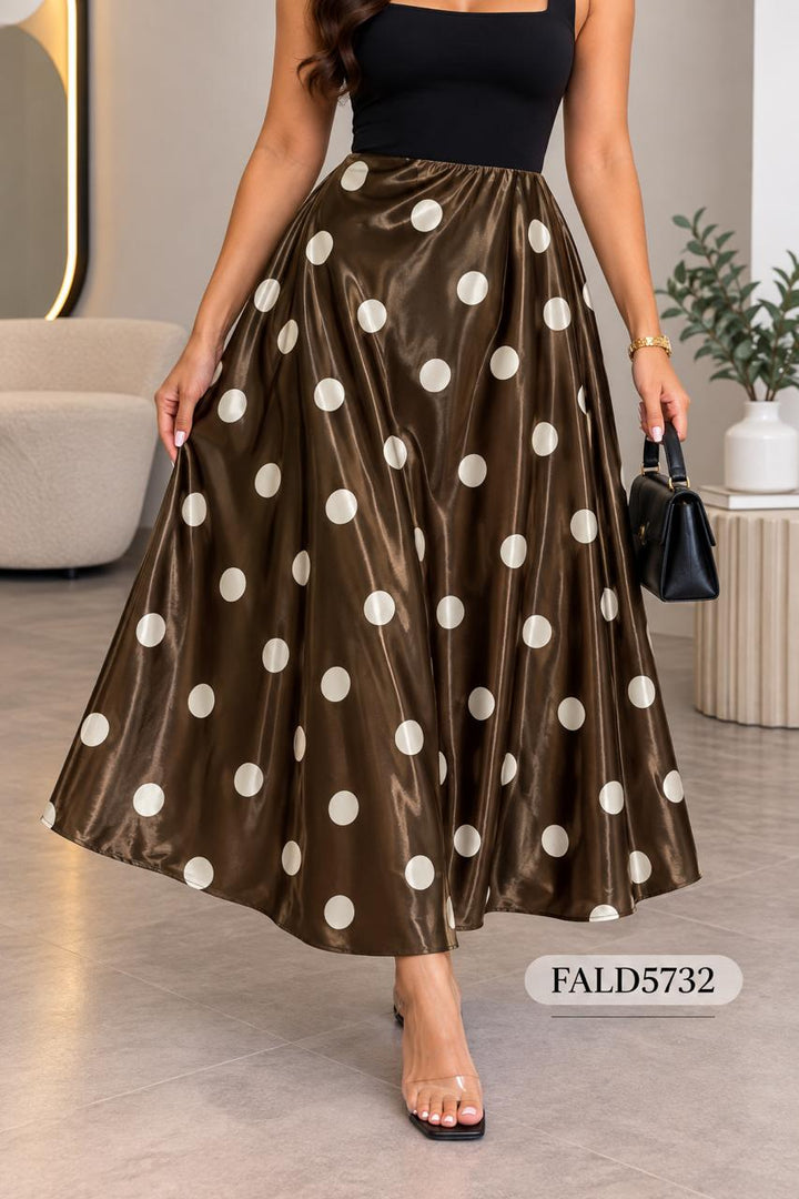 FALDA SATIN POLKA DOT LARGA