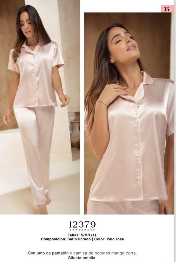 PIJAMA PROVOCAME LARGA SATIN /CUELLO/BOTONES