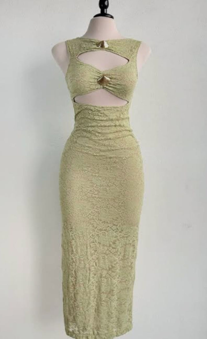 VESTIDO MUY MUY LARGO C/ENCAJE