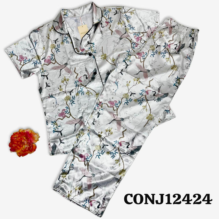 PIJAMA PROVOCAME LARGA SATIN /CUELLO/BOTONES