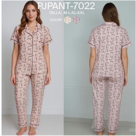 PIJAMA  JUBILE LARGA CUELLO / BOTONES