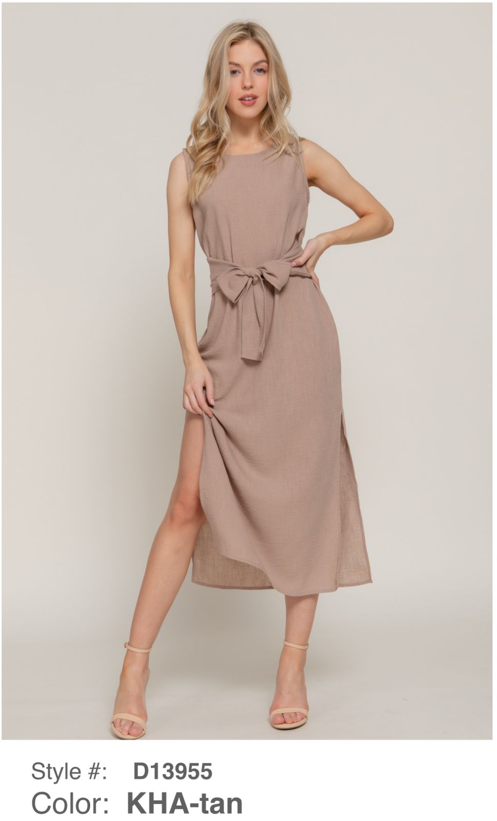 VESTIDO P/DAMA ACTIVE BASIC CON LAZO FRONTAL CASUAL