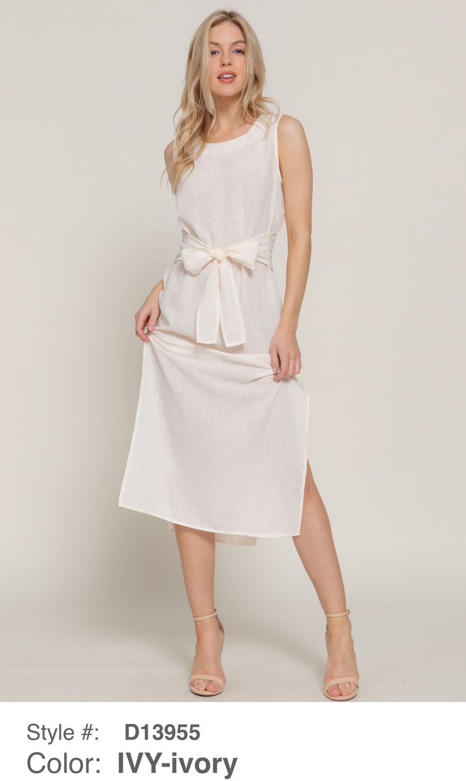 VESTIDO P/DAMA ACTIVE BASIC CON LAZO FRONTAL CASUAL