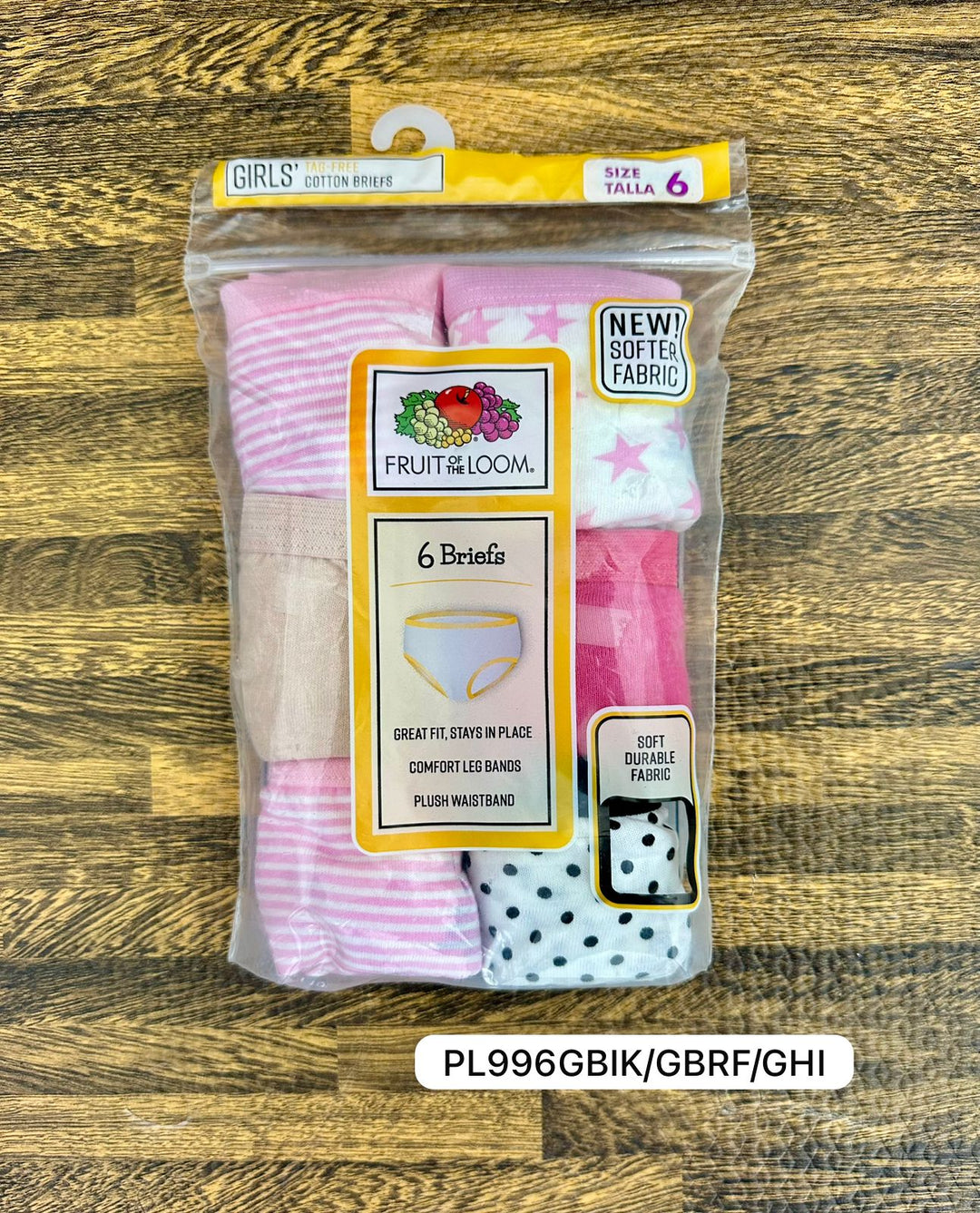 FRUIT OF THE LOOM GIRLS 6 PANTY EN 1, PAQUETE