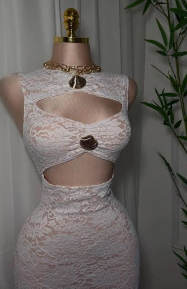 VESTIDO MUY MUY LARGO C/ENCAJE