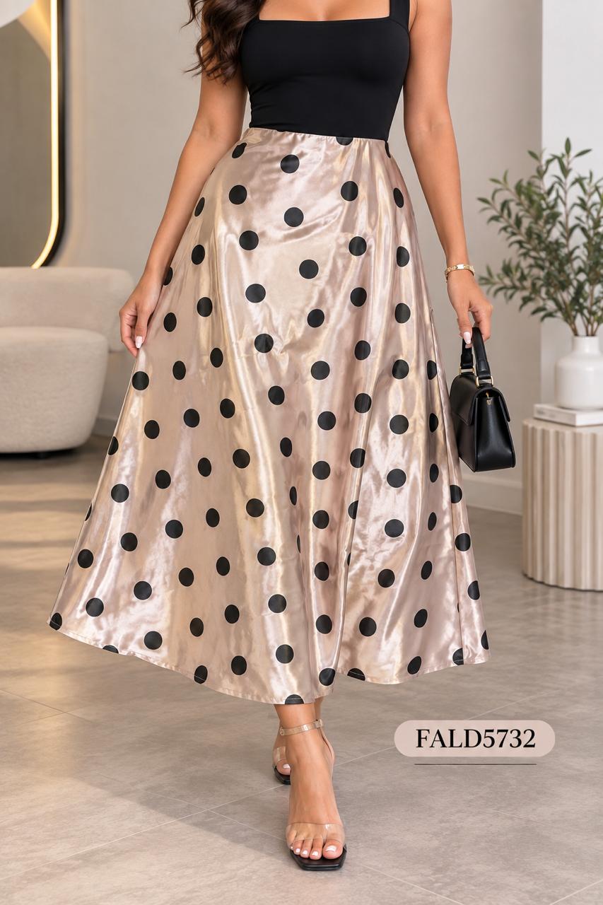 FALDA SATIN POLKA DOT LARGA
