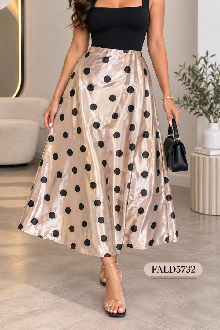 FALDA SATIN POLKA DOT LARGA