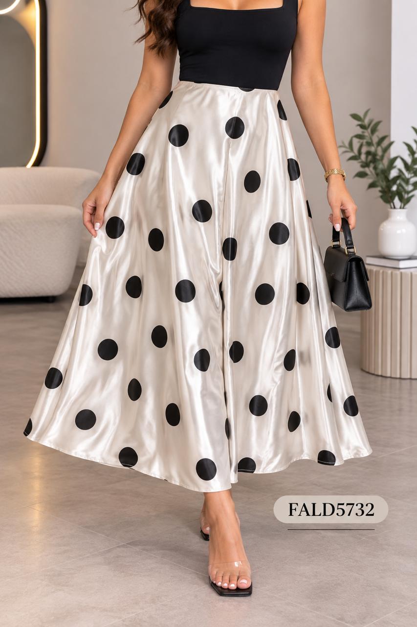 FALDA SATIN POLKA DOT LARGA